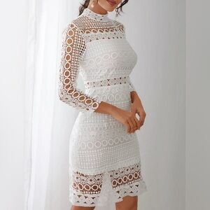 Yoins White Lace Cut Out Design Dress Size S